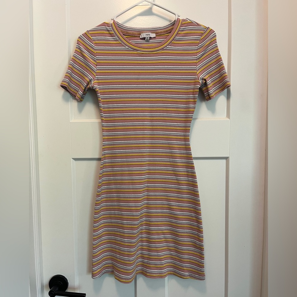 Small Fate ribbed striped tee mini dress